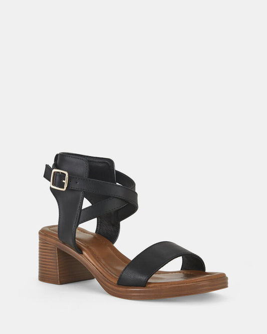 Image of Heels. Productname: Unforgettable: Black - Women's Strappy - Low Heel in Black colour by brand - Novo