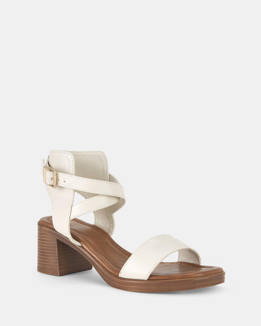 Image of Heels. Productname: Unforgettable: Cream - Women's Strappy - Low Heel in Neutral colour by brand - Novo