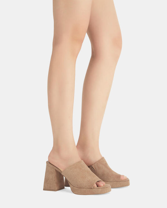 Image of Heels. Productname: FUTURA CAMEL Women's Strappy - High Heel Novo Heels in Beige colour by brand - Novo