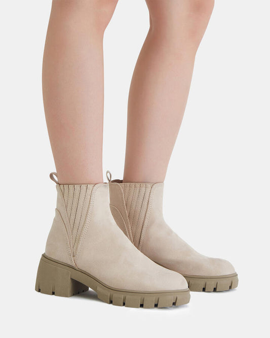 Image of Boots. Productname: Daxton: Sand - Women's Boot Low-mid Heel in Beige colour by brand - Novo