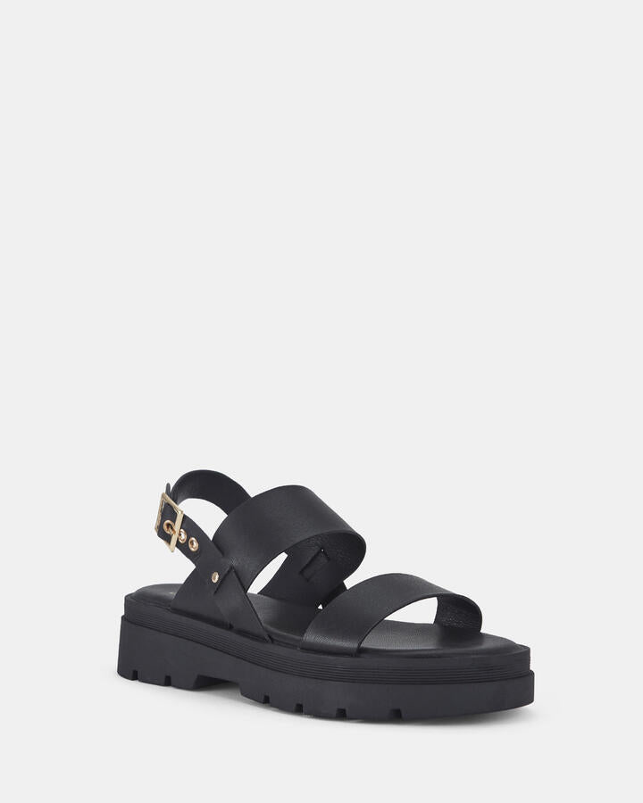 Image of Sandals. Product name - Taffy Black Vegan Sandals in Black colour by brand - Novo
