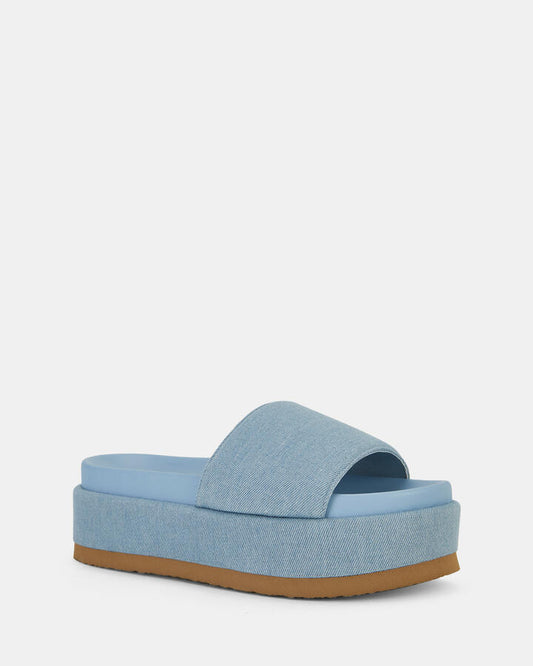 Image of Boots. Productname: SERAFINNA DENIM Women's Thongs Novo Wedges in Blue colour by brand - Novo