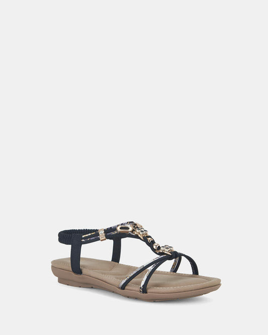 Image of Flats. Productname: ELMACHO: BLACK - Women's Strappy - Flat in Black colour by brand - Novo