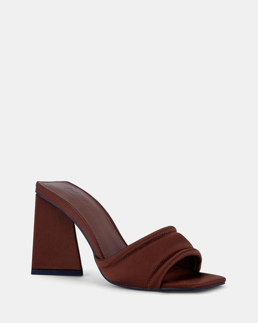 Image of Heels. Productname: Joy Mt: Chocolate - Women's Strappy - High Heel in Tan colour by brand - Novo