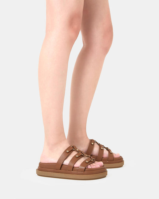 Image of Sandals. Productname: SIRACUSA CARAMEL Women's Thongs Novo Sandals in Caramel colour by brand - Novo