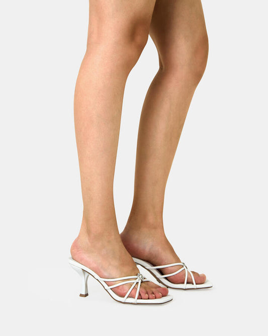 Image of Heels. Productname: Usini: White - Women's Strappy - Low Heel in Multi colour by brand - Novo
