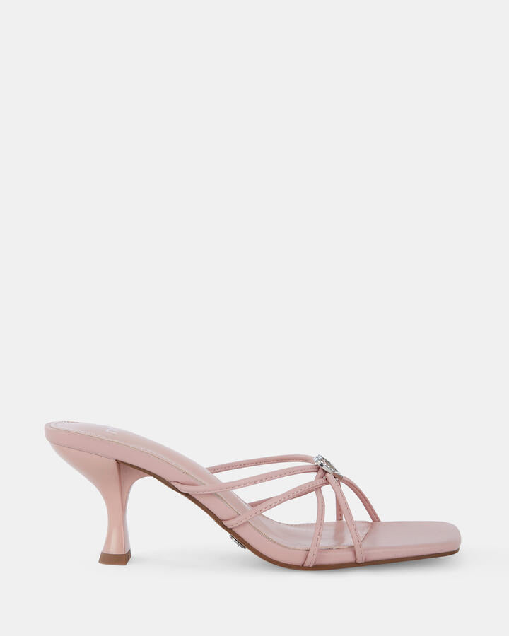 Image of Heels. Product name - Usini Pink Open Toe Heels in Pink colour by brand - Novo