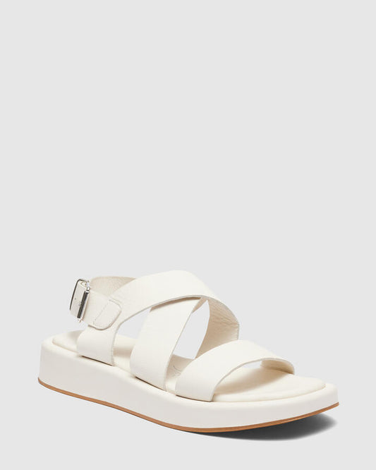 Image of Flats. Productname: VALERIA BONE Women's Strappy - Flat Novo Leather in Bone colour by brand - Novo