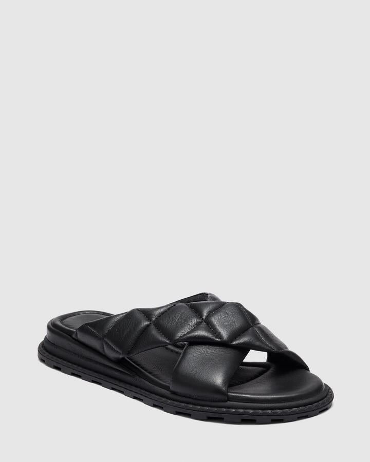 Image of Sandals. Product name - Violette Black Leather in Black colour by brand - Novo