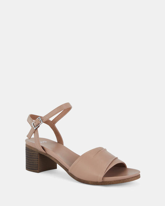 Image of Heels. Productname: Urang: Nude - Women's Strappy - Low Heel in Nude colour by brand - Novo
