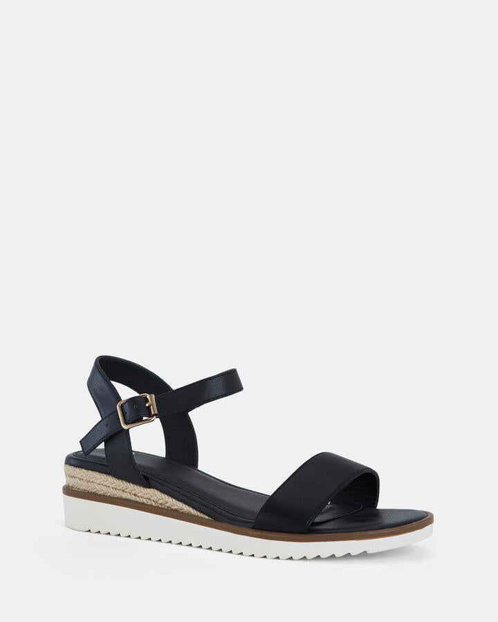 Image of Sandals. Product name - Barletta Black Wedge Sandals in Black colour by brand - Novo