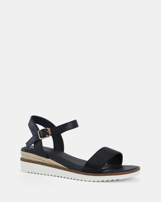 Image of Sandals. Product name - Barletta Black Wedge Sandals in Black colour by brand - Novo