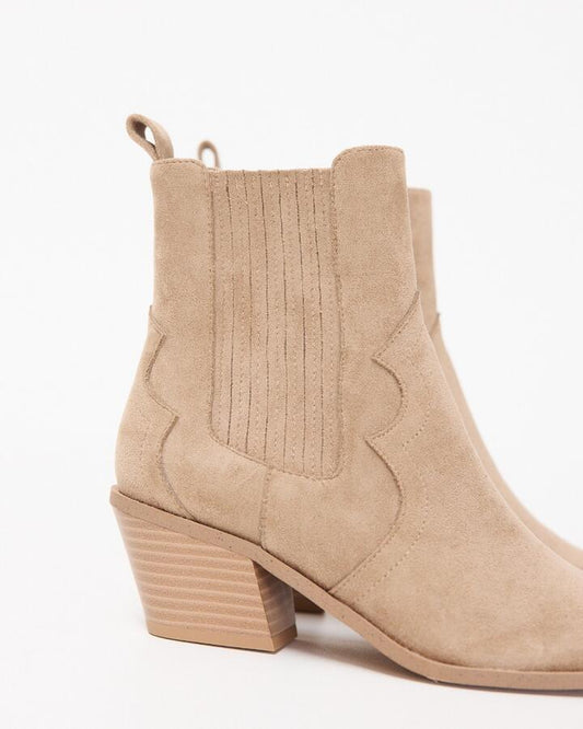 Image of Boots. Productname: Hoggle: Taupe - Women's Boot Low-mid Heel in Neutral colour by brand - Novo