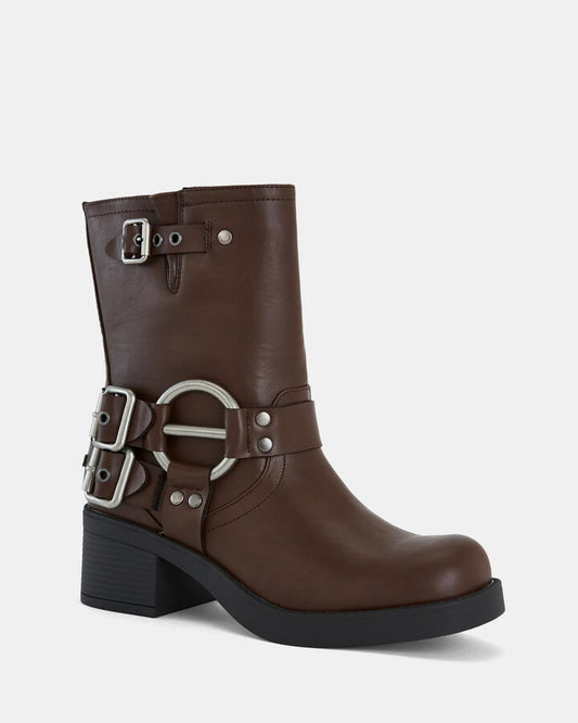 Image of Boots. Productname: DAFRA TAN Women's Boot Low-Mid Heel Novo Boots in Tan colour by brand - Novo
