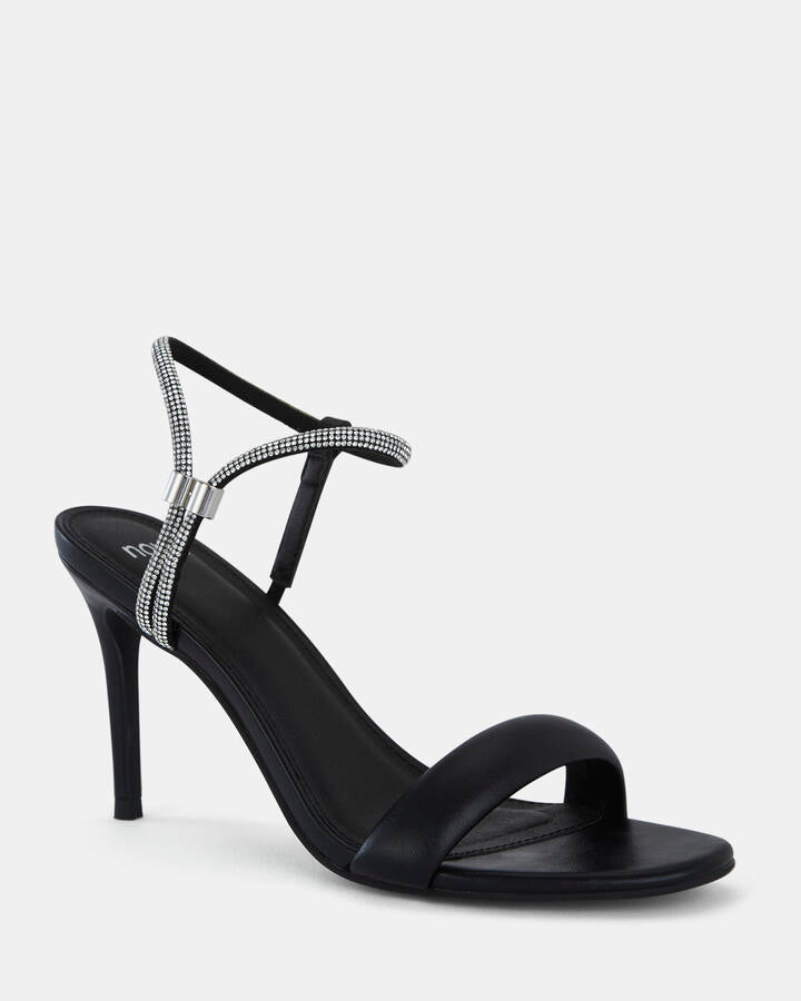 Image of Heels. Product name - Pearse Black Open Toe Heels in Black colour by brand - Novo