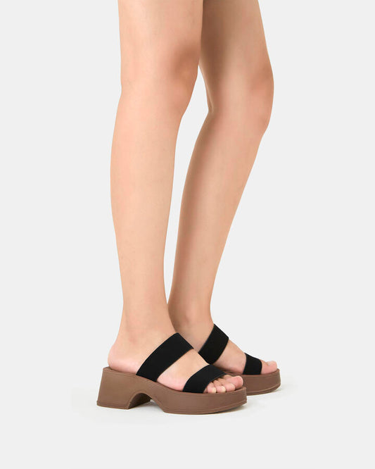 Image of Heels. Productname: UGENTO BLACK Women's Strappy - Low Heel Novo Heels in Black colour by brand - Novo