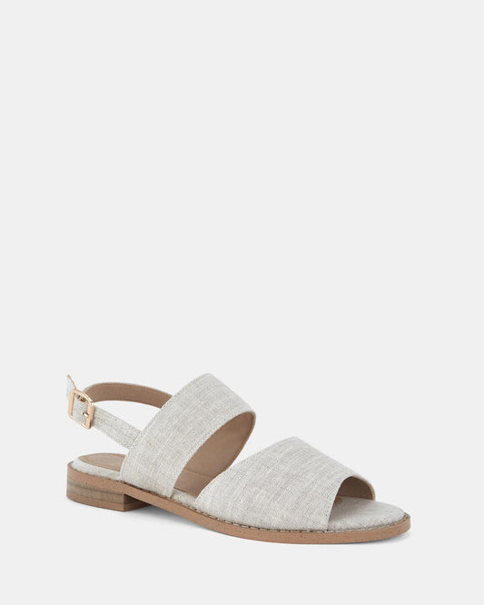 Image of Flats. Productname: Tails: Linen - Women's Strappy - Flat in Neutral colour by brand - Novo