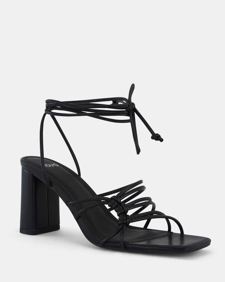 Image of Heels. Product name - Milano Black Vegan Heels in Black colour by brand - Novo