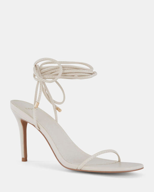 Image of Heels. Product name - Mantova Cream Open Toe Heels in Neutral colour by brand - Novo