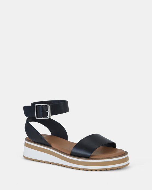 Image of Flats. Productname: THALIYA: BLACK - Women's Strappy - Flat in Black colour by brand - Novo