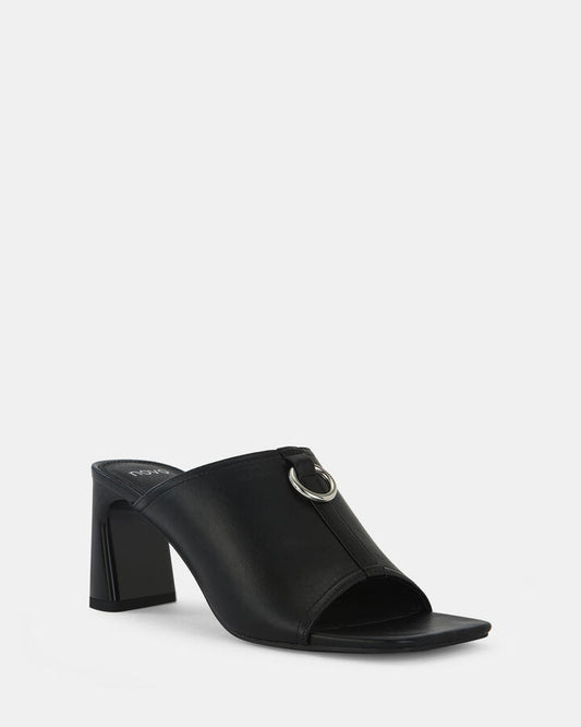 Image of Heels. Product name - Frodo Black Open Toe Heels in Black colour by brand - Novo