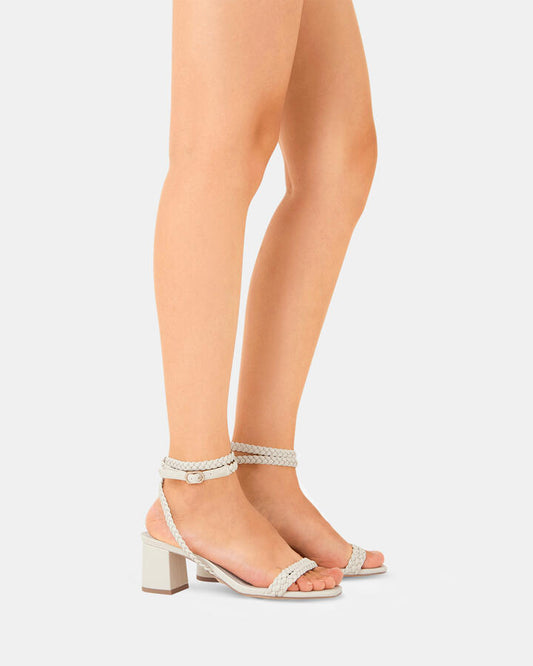 Image of Heels. Productname: USUKI CREAM Women's Strappy - Low Heel Novo Heels in Neutral colour by brand - Novo