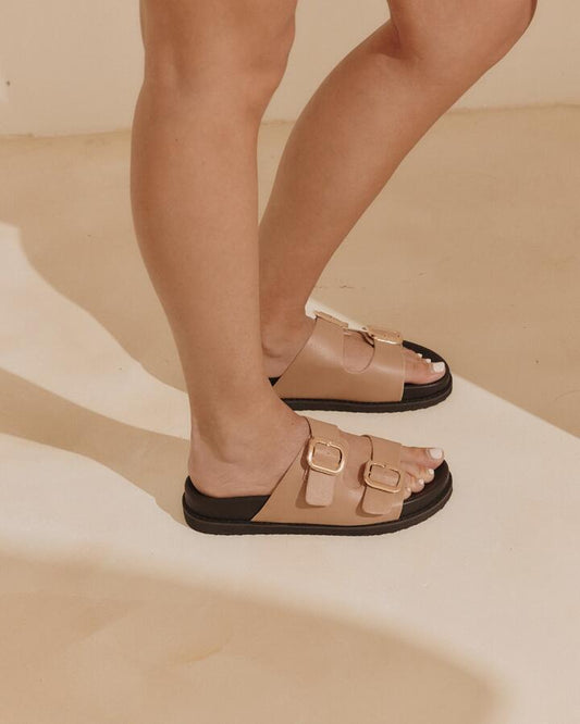 Image of Sandals. Productname: SASCHA: ALMOND - Women's Thongs in Tan colour by brand - Novo