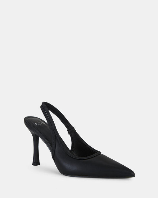Image of Heels. Product name - Ianthe Black Closed Toe Heels in Black colour by brand - Novo