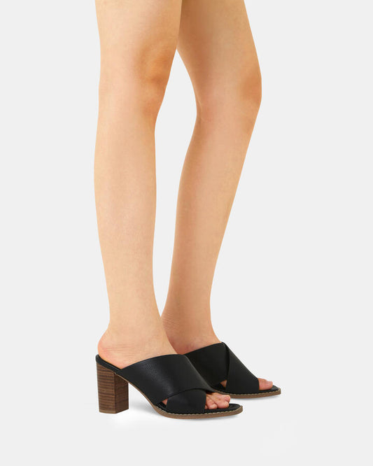 Image of Heels. Productname: FEYRAH BLACK Women's Strappy - Low Heel Novo Heels in Black colour by brand - Novo