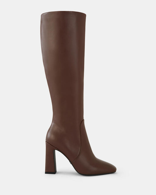 Image of Boots. Productname: ORNATE MILK CHOCOLATE Women's Boot High Heel Novo Boots in Midnight colour by brand - Novo