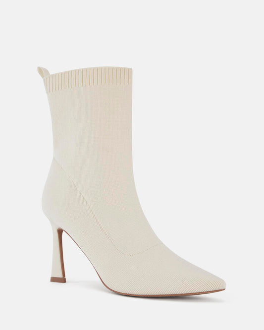 Image of Boots. Productname: Kroc: Cream Knit - Women's Boot High Heel in Cream Knit colour by brand - Novo