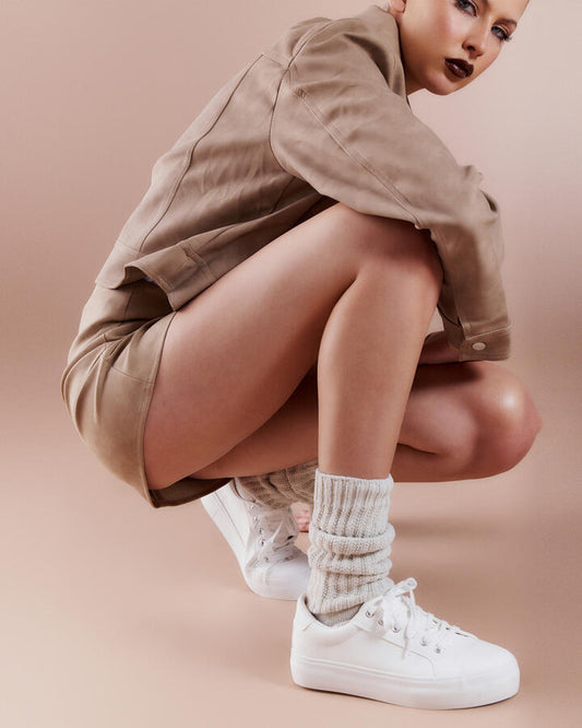 Image of Flats. Productname: Carl White Pebble Vegan Flats in White colour by brand - Novo