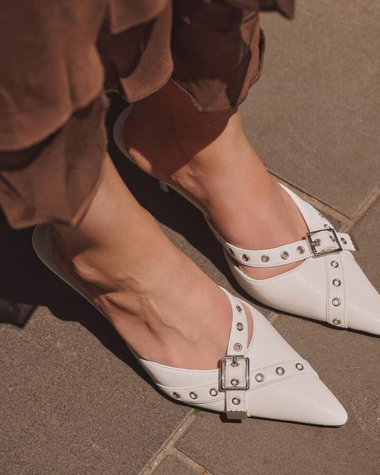 Image of Heels. Product name - Isorella White High Heels in Multi colour by brand - Novo