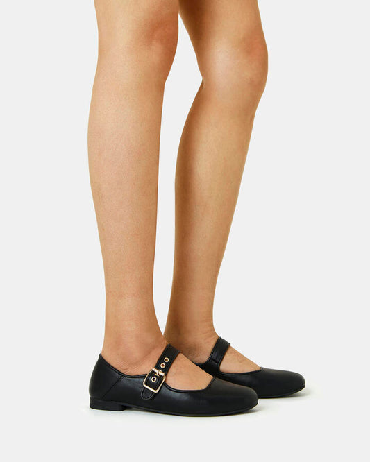 Image of Flats. Productname: Cesena Black Vegan Flats in Black colour by brand - Novo