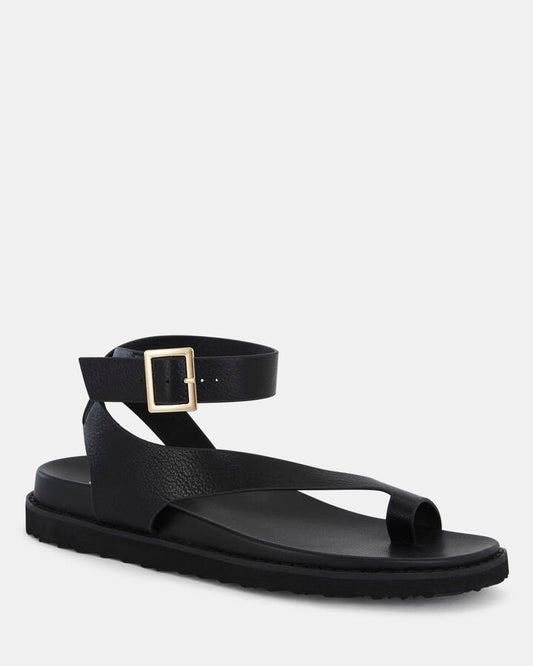 Image of Sandals. Product name - Titon Black Strappy Sandals in Black colour by brand - Novo