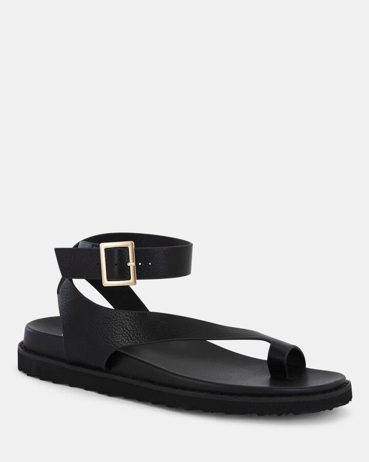 Image of Sandals. Product name - Titon Black Vegan Sandals in Black colour by brand - Novo