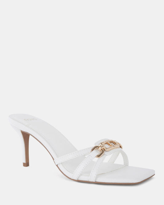 Image of Heels. Productname: Ursino: White Lizard - Women's Strappy - Low Heel in White colour by brand - Novo
