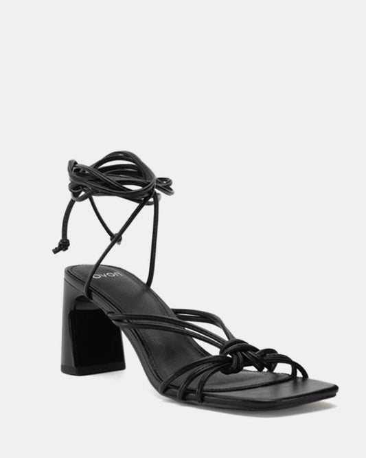 Image of Heels. Product name - Urijah Black Block Heels in Black colour by brand - Novo