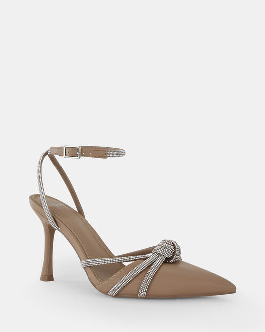 Image of Heels. Product name - Persephone Camel Stilettos in Beige colour by brand - Novo