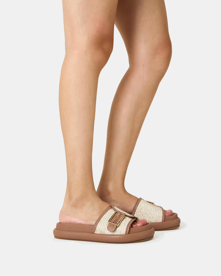 Image of Sandals. Product name - Sanna Linen Vegan Sandals in Neutral colour by brand - Novo