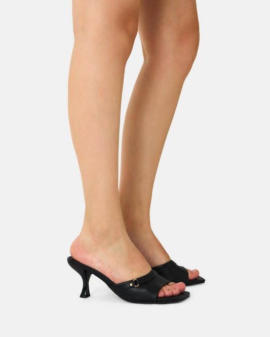 Image of Heels. Productname: Urtha: Black - Women's Strappy - Low Heel in Black colour by brand - Novo