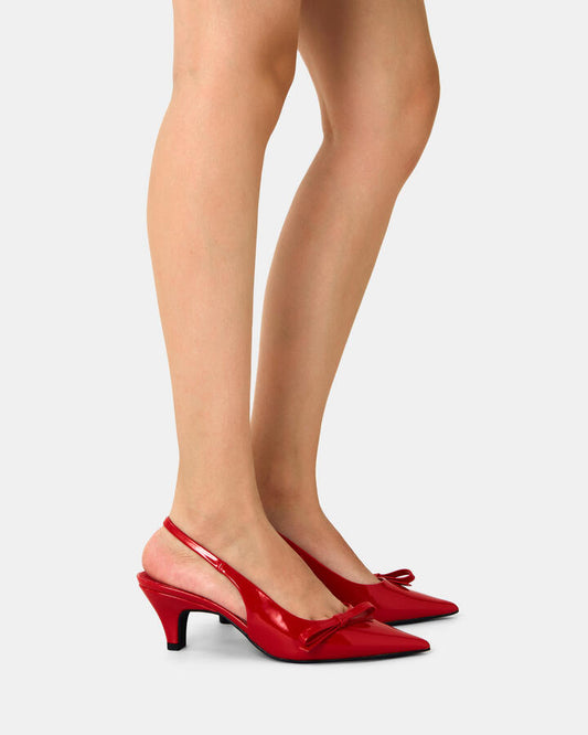 Image of Footwear. Productname: INGARIE Red Patent Women's Court - Low Heel Novo Heels in Red colour by brand - Novo