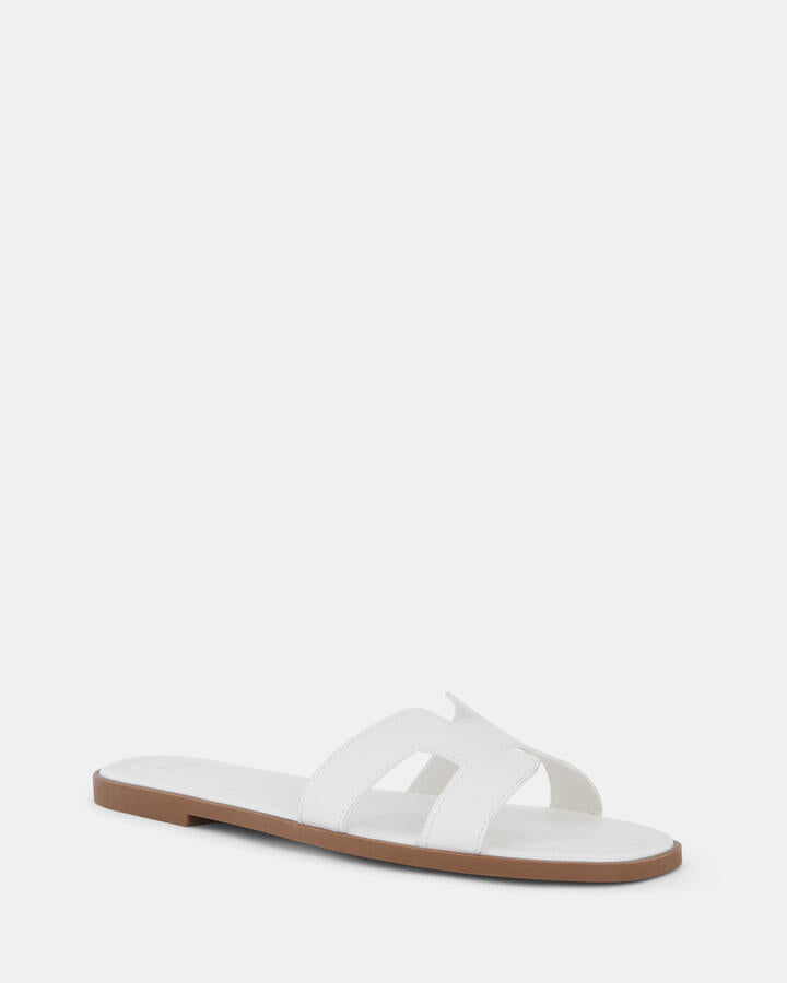 Image of Sandals. Product name - Sachie White Vegan Sandals in Multi colour by brand - Novo