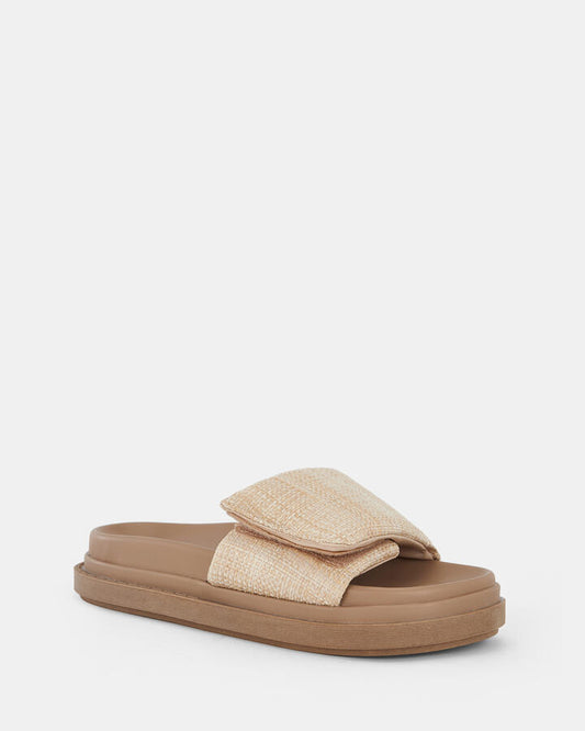 Image of Sandals. Productname: TARONGA: RAFFIA - Women's Thongs in Olive colour by brand - Novo