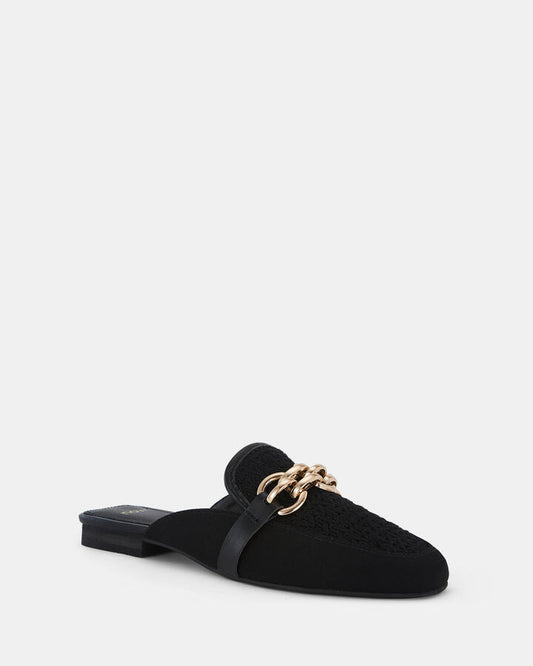 Image of Flats. Product name - Carta Black Slip Ons in Black colour by brand - Novo