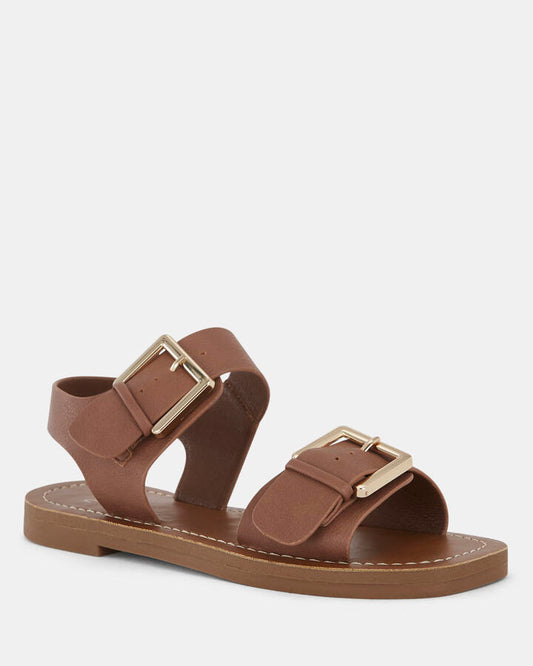 Image of Flats. Productname: TIERNEY TAN Women's Strappy - Flat Novo Sandals in Tan colour by brand - Novo