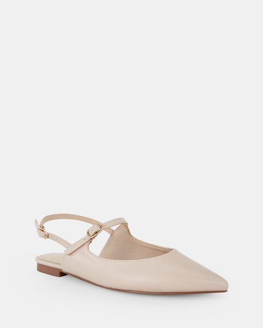 Image of Flats. Productname: CHARVI: WHITE SAND - Women's Casual Flat Closed in White Sand colour by brand - Novo