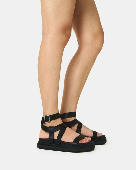 Image of Flats. Productname: TITUS: BLACK - Women's Strappy - Flat in Black colour by brand - Novo