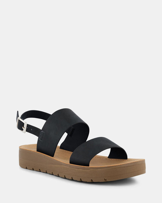 Image of Flats. Productname: TAMSAN: BLACK - Women's Strappy - Flat in Black colour by brand - Novo