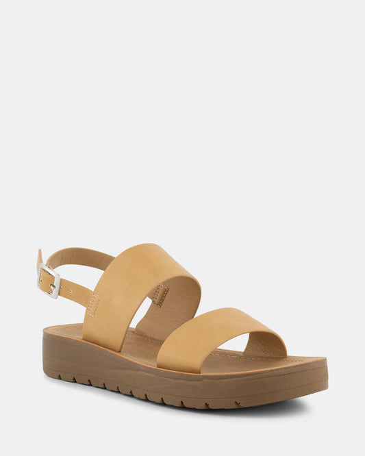 Image of Flats. Productname: TAMSAN: CAMEL - Women's Strappy - Flat in Beige colour by brand - Novo